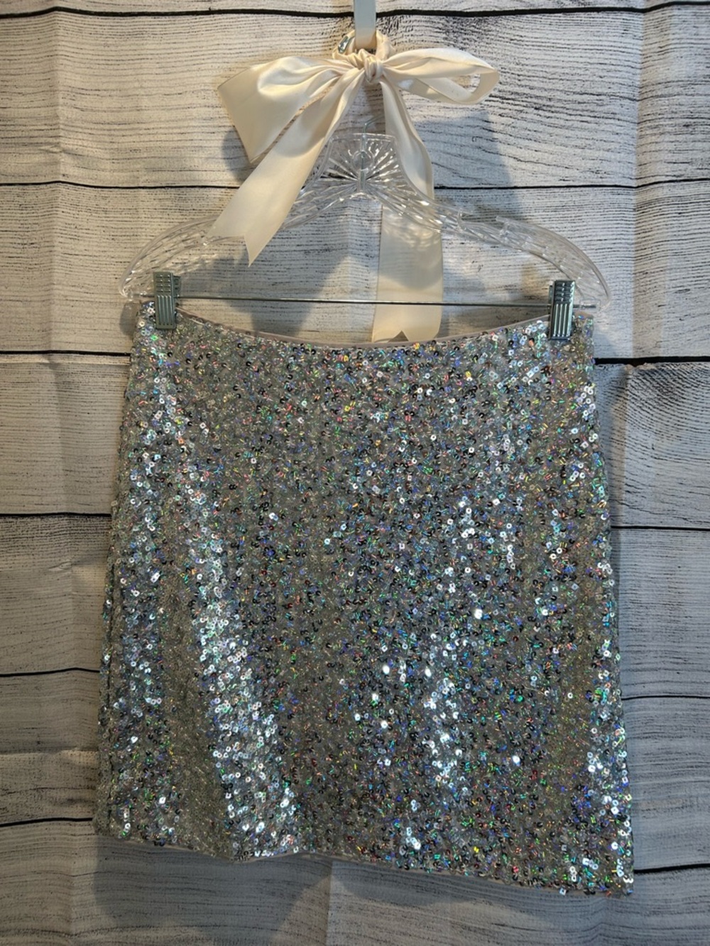 Silver Sequin Mini Skirt - Sparkley
